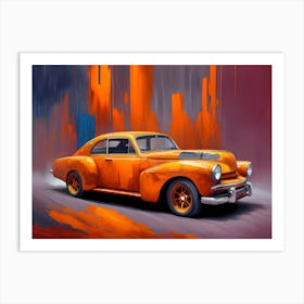 Orange Car Painting Art Print