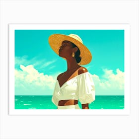 Illustration of an African American woman at the beach 10 Art Print