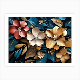 Colorful Flowers and Leaves 1 Art Print