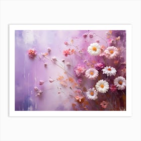 Flowers On Purple Background Art Print