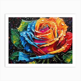 Rainbow Rose - Ai Art Print