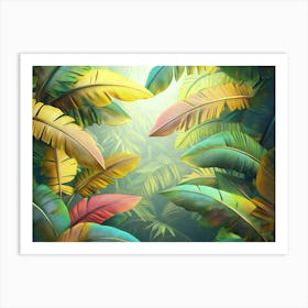 Tropical Trees and Leaves 3d Illustration 1 Art Print