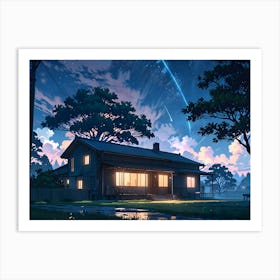 House In The Night Sky Art Print