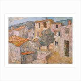 Village In Neutral Colours Painting Inspired By Paul Cezanne Art Print