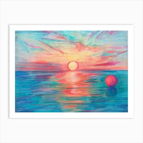 Sunset With Ball Art Print