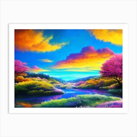 Sunset In The Mountains 5 Art Print