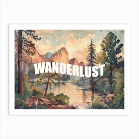 White Wanderlust Poster Vintage Woods Illustration 1 Art Print