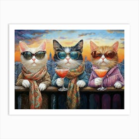 Cats At The Rooftop Bar 7 Art Print