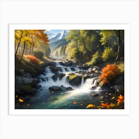 Mountain river landscape painting #2 Art Print