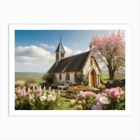 Church In Spring paintings art print Art Print