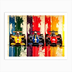 Single Seater Race Cars - 3 Racing Cars Art Print