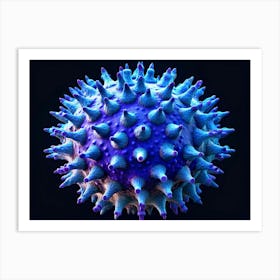 Blue Spiky Virus 3d Render 1 Art Print