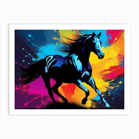 Modern Horse Art, Black Horse portrait, 105 Art Print