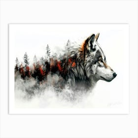 Wolf Dog Hybrid - Wolf Forest Art Print