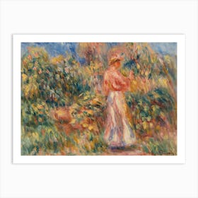 Landscape With Woman In Pink And White, Pierre Auguste Renoir Art Print