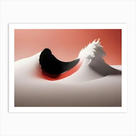 Abstract Image Of A Black And White Wave With A Hint Of Red Art Print