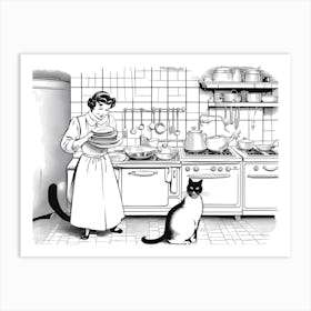 Cat In The Kitchen Art Print