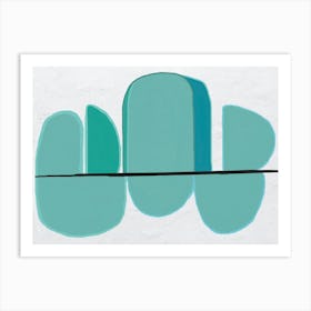 Teal Green Aqua Abstract Mid-century Modern Art Print