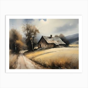 Cloud Oil Painting Farmhouse Nursery French Countryside (1) Art Print