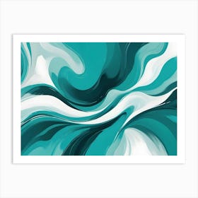 Abstract Swirling Green And White Marble Background 1 Art Print