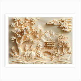 Beautiful 3d Chinese Landscape 1 Art Print