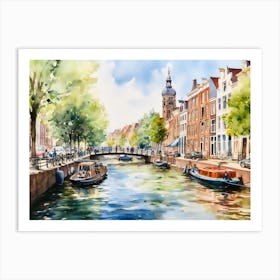 Amsterdam Canal Watercolour Art Print