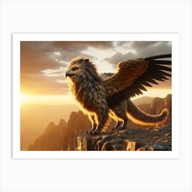 Lion-Bird Throning Fantasy Art Print