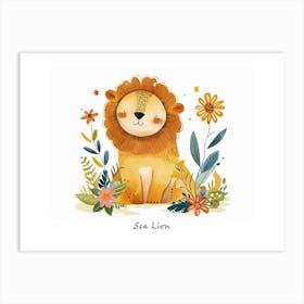 Little Floral Sea Lion 2 Poster Art Print