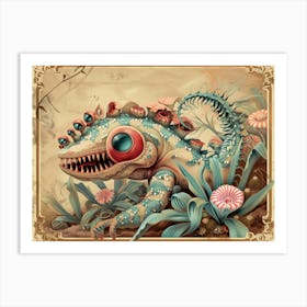 reptile monster carnivorous plant vintage illustration Art Print