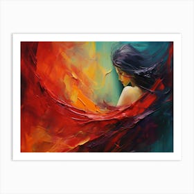 Woman In Flames Art Print