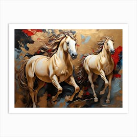 Two Horses Running 12 Art Print