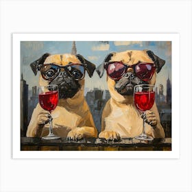 City Pugs 4 Art Print