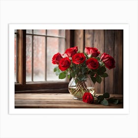 Red Roses In A Vase 1 Art Print