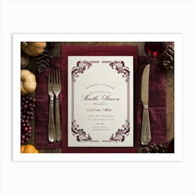 Antique Thanksgiving Invitation Embracing Baroque Flair Centered Marbled Design Hence Its Vintage C (1) Art Print