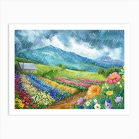 Colourful Flower Fields Art Print