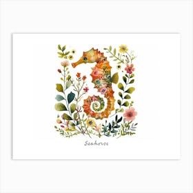 Little Floral Seahorse 1 Poster Art Print