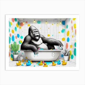 Gorilla’s Bubble Bliss Art Print