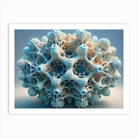 Abstract 3d Structure With White And Blue Colors 1 Art Print