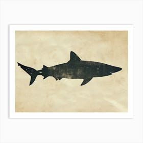Blue Shark Grey Silhouette 4 Art Print
