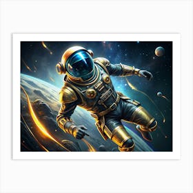 Astronaut Floating In Space 1 Art Print