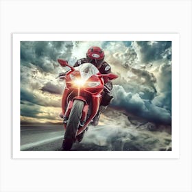 Motorcycle Rider On The Road 6 Art Print