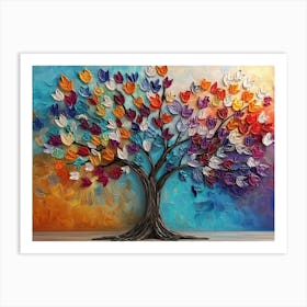 3d Abstract Tree Colorful Leaves 1 Poster