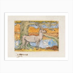 Deer Near A Tree In Front Of A Pond (1895), Jan Toorop Art Print