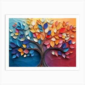 Colorful Tree with Leaves on Hanging Branches 10 Art Print