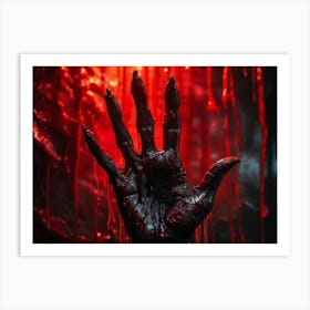 Creepy Texture Focused Close Up Of A Bloody Handprint Oozing Texture Macabre Shadows Accentuating 2 1 Art Print