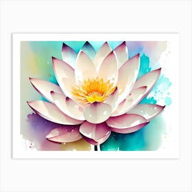 Lotus Flower Watercolor Painting Art Print