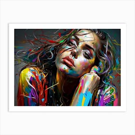 Daydreaming - Colorful Girl Painting Art Print