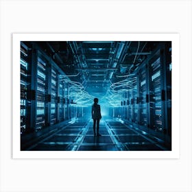 An Advanced Futuristic Data Center Buzzing With The Activity Of Ai Driven Security Algorithms Swirl (2) Art Print