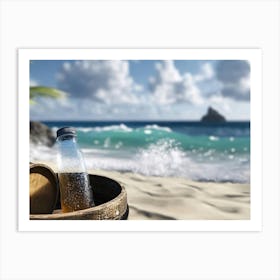 Bottle On The Beach Art Print