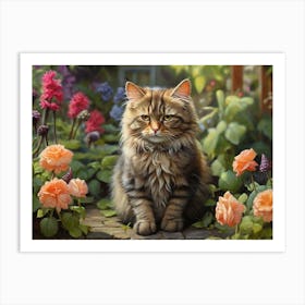 Leonardo Diffusion Xl Cat In The Garden 0 Art Print